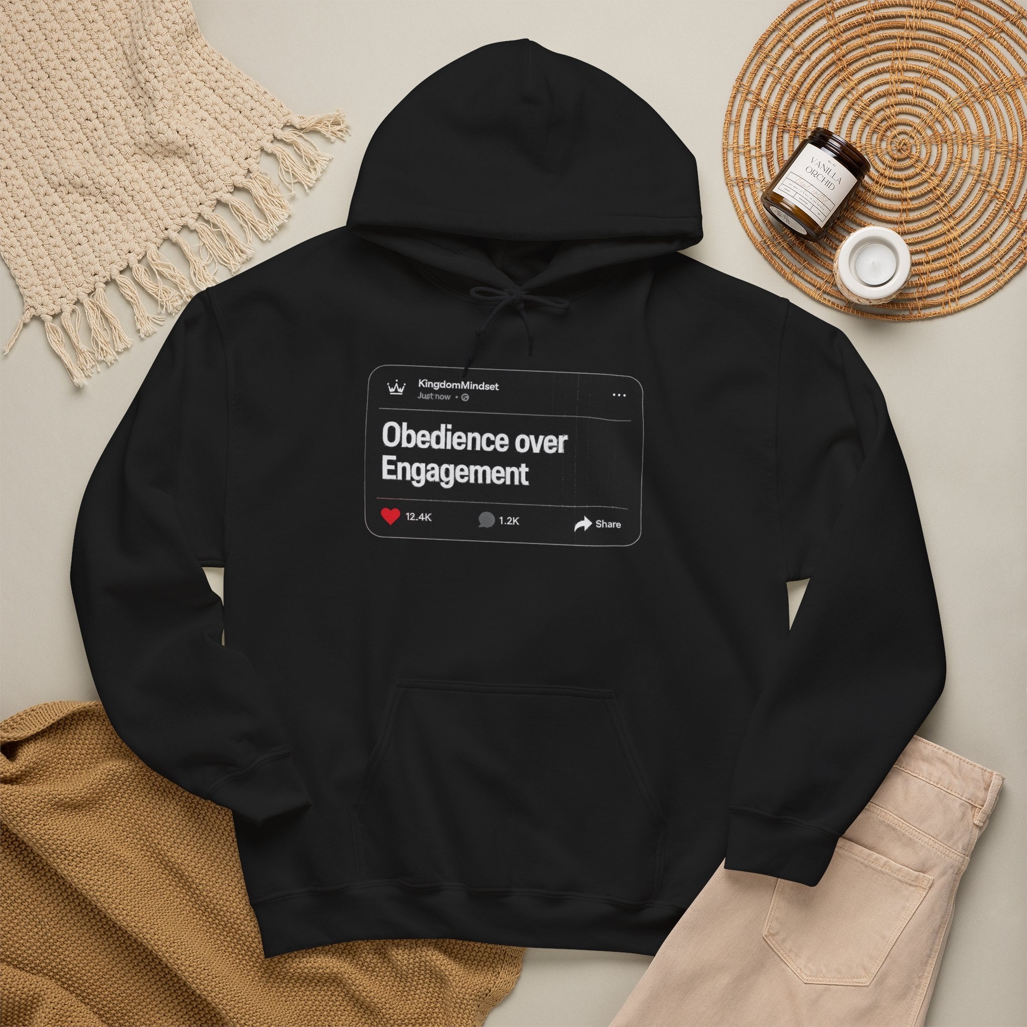 Obedience over Engagement- HOODIE (DARK MODE)
