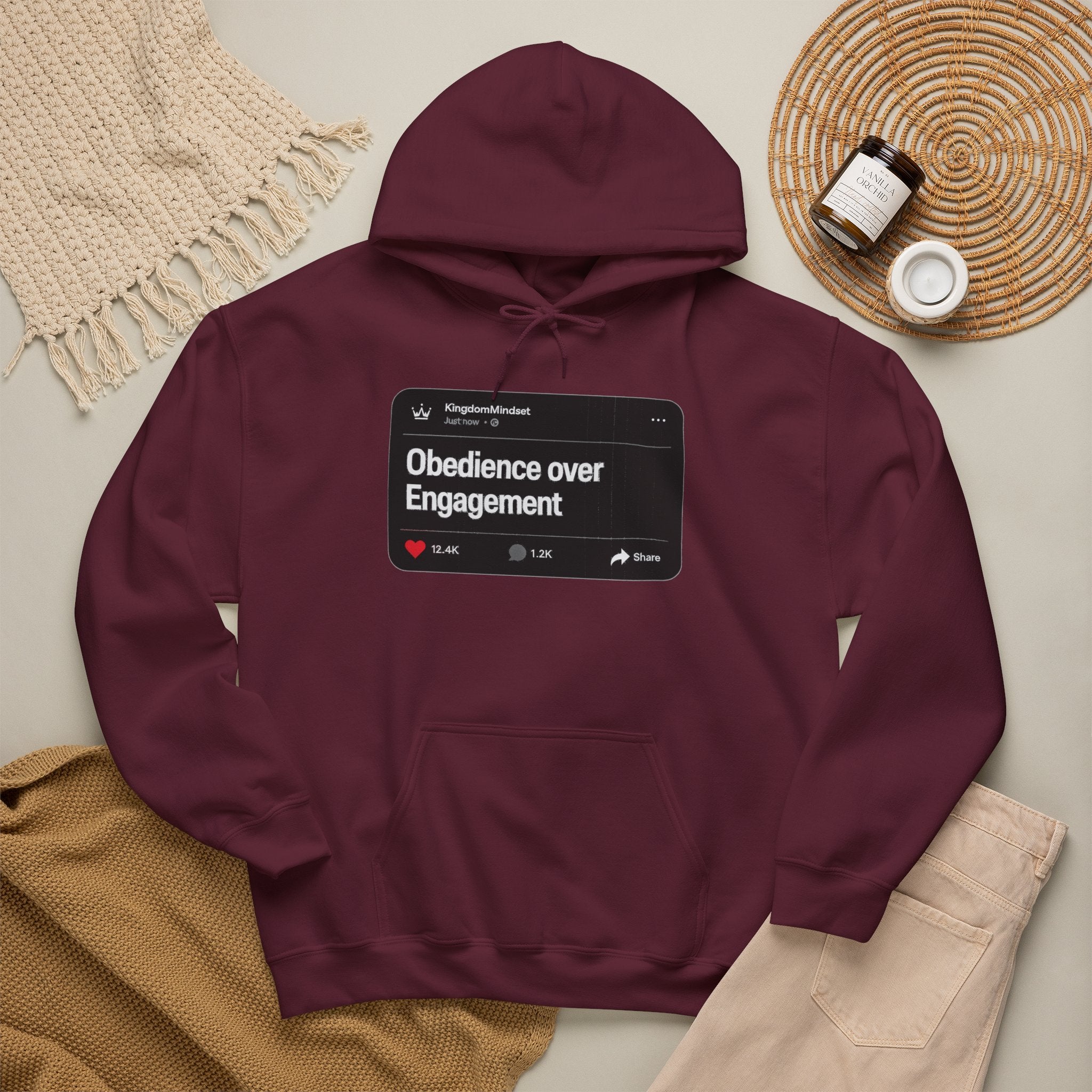 Obedience over Engagement- HOODIE (DARK MODE)