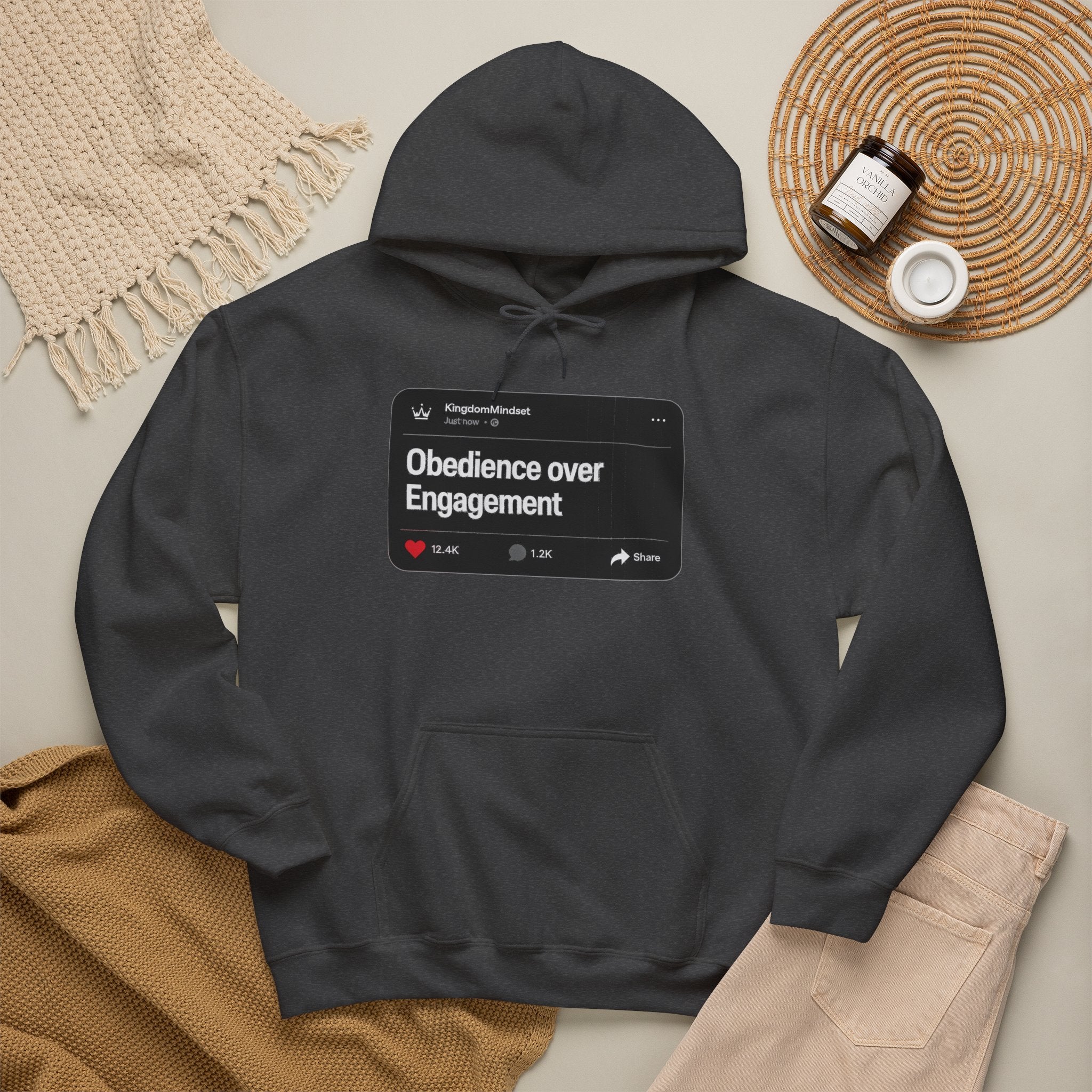 Obedience over Engagement- HOODIE (DARK MODE)