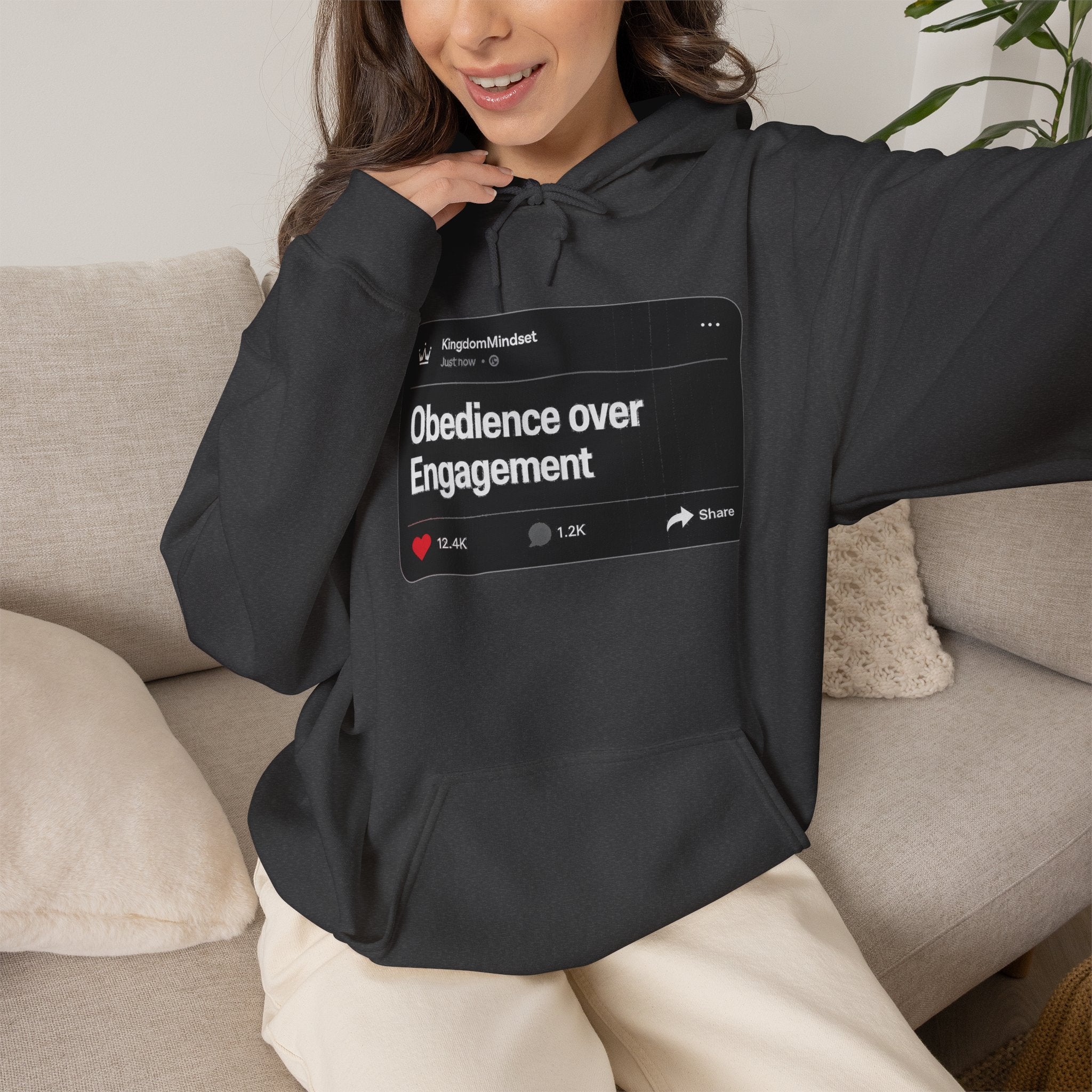 Obedience over Engagement- HOODIE (DARK MODE)