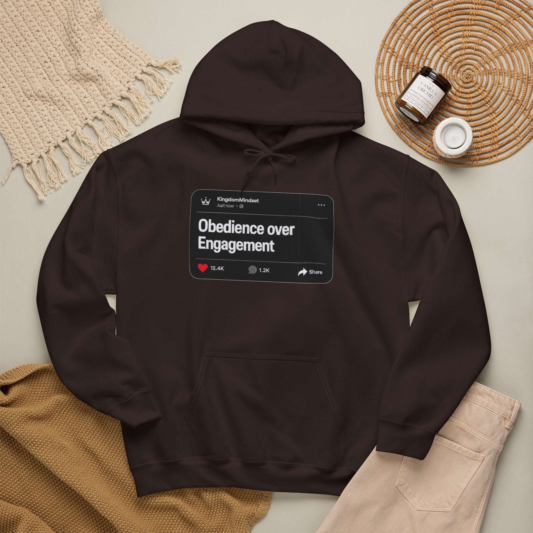Obedience over Engagement- HOODIE (DARK MODE)