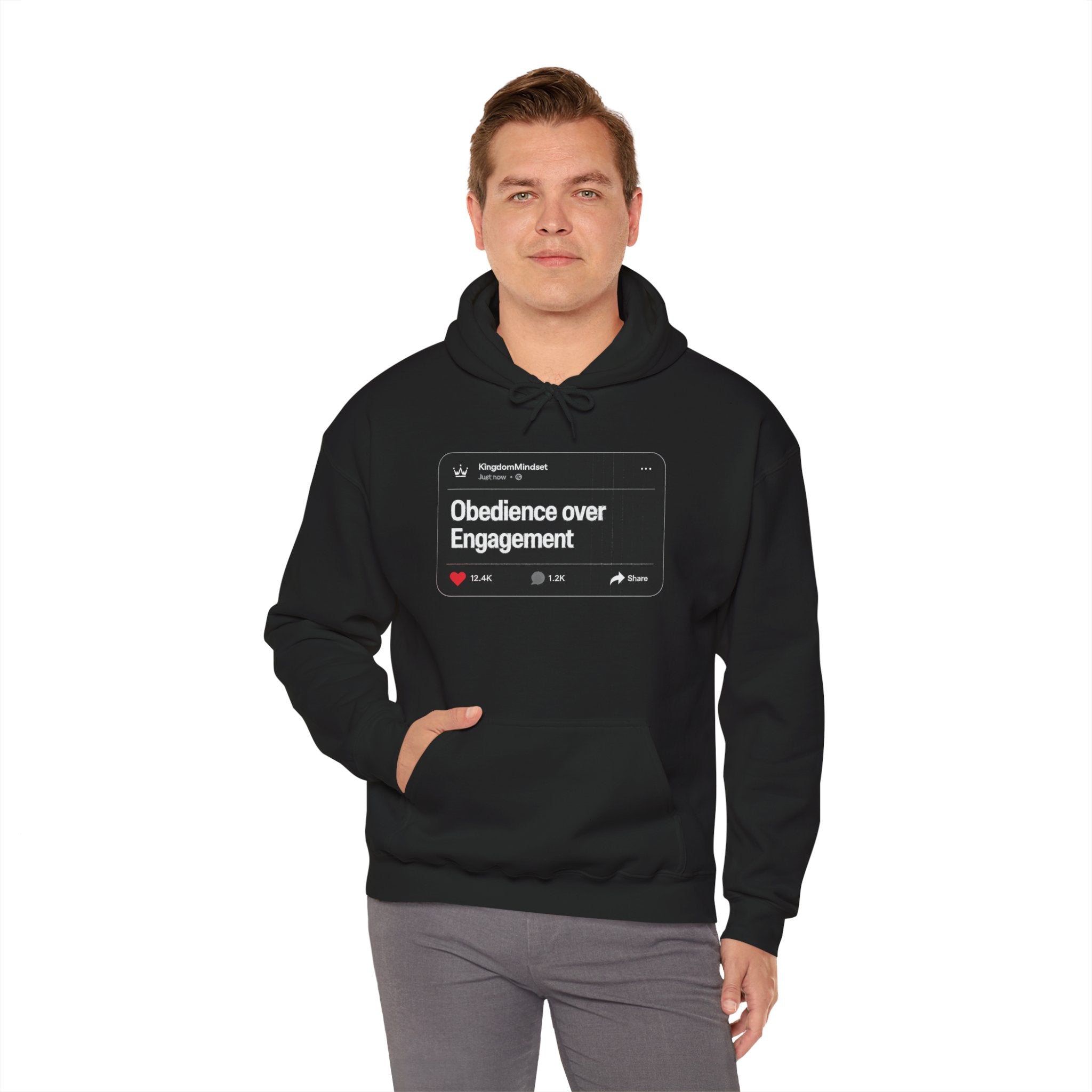 Obedience over Engagement- HOODIE (DARK MODE)